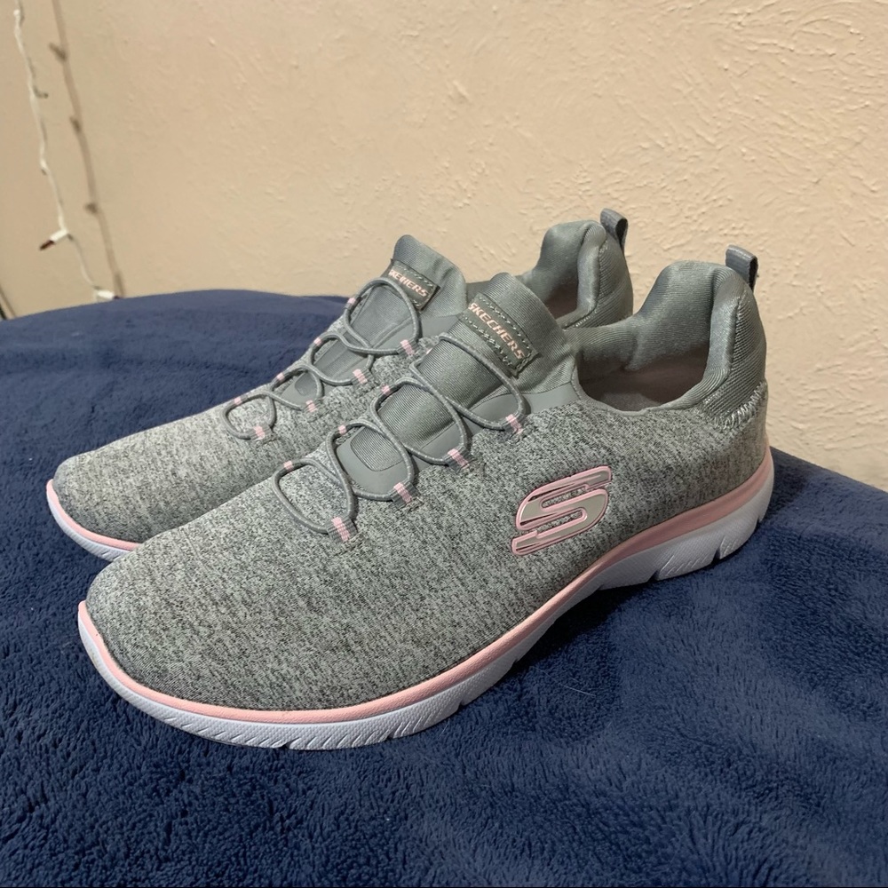 Sketchers Memory Foam Slip On Sneakers Gray
